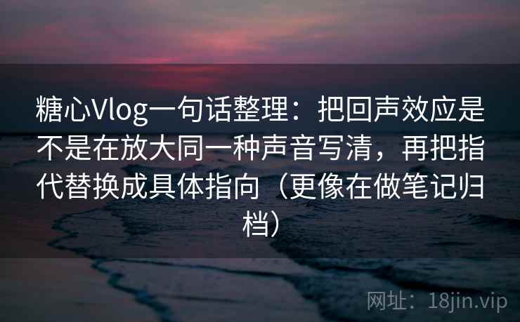 糖心Vlog一句话整理：把回声效应是不是在放大同一种声音写清，再把指代替换成具体指向（更像在做笔记归档）